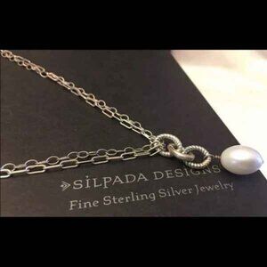 Silpada sterling silver fresh water pearl necklace with toggle clasp. Like new.